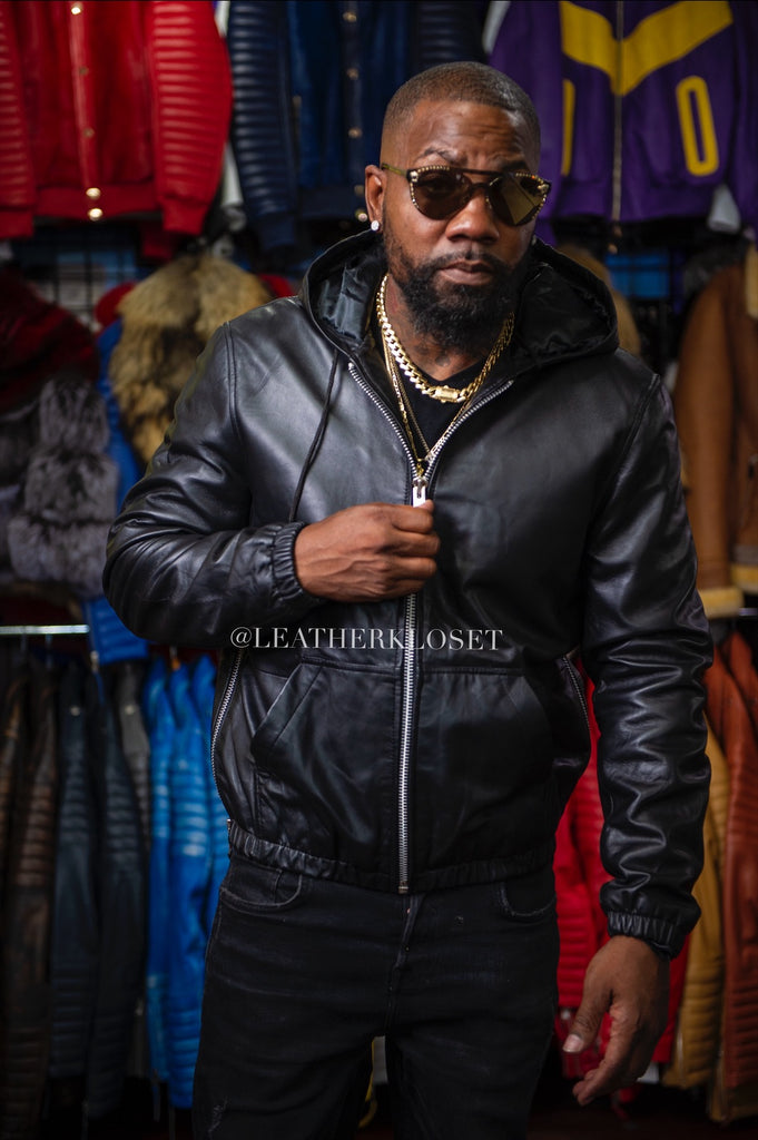 Men's Leather Hoodie [Black] – LeatherKloset