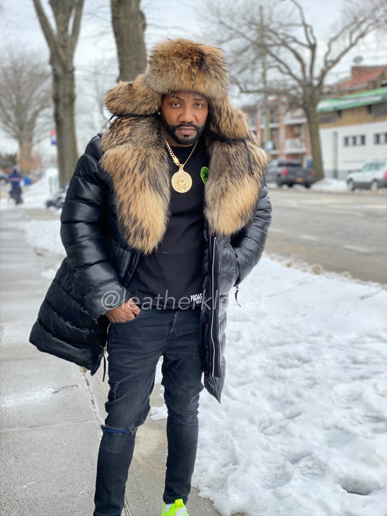 Men's Michelin 3/4 Puffer With Fur And Matching Hat – LeatherKloset