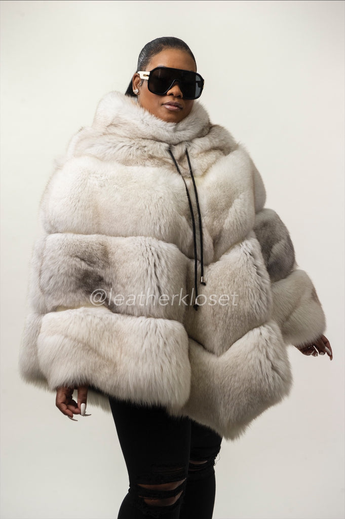 Women's Fox Fur Poncho [Natural White] – LeatherKloset