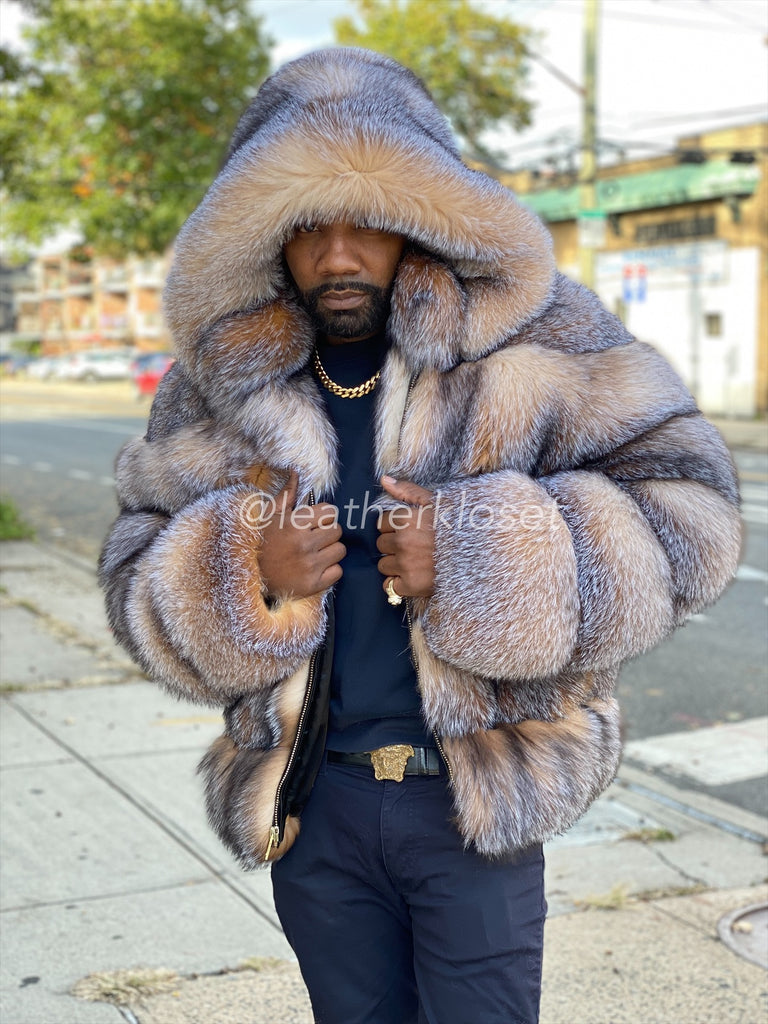 Fox Fur Hood Men's Genuine Fur Parkas Mens Fox Bomber Fur