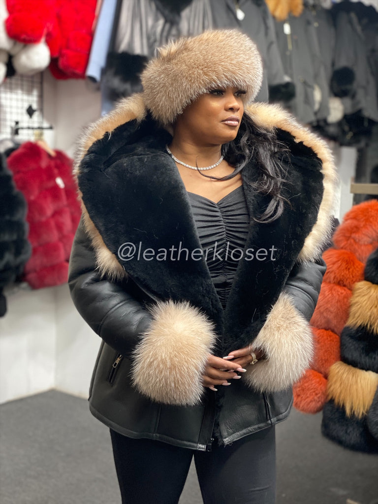 Women's Anna Real Sheepskin Jacket With Fox [Light Tan] – LeatherKloset