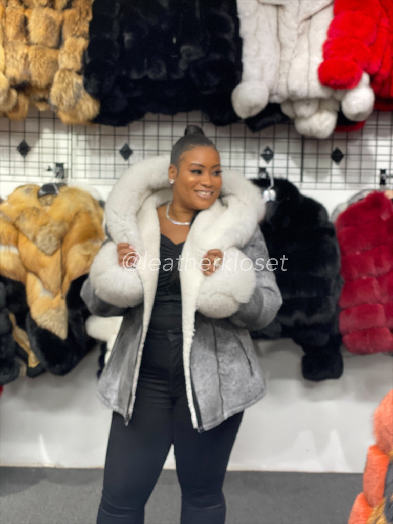 ◎real lamb leather curly fur jacket gray 1950s Gray Persian Lamb Fur Coat - Etsy