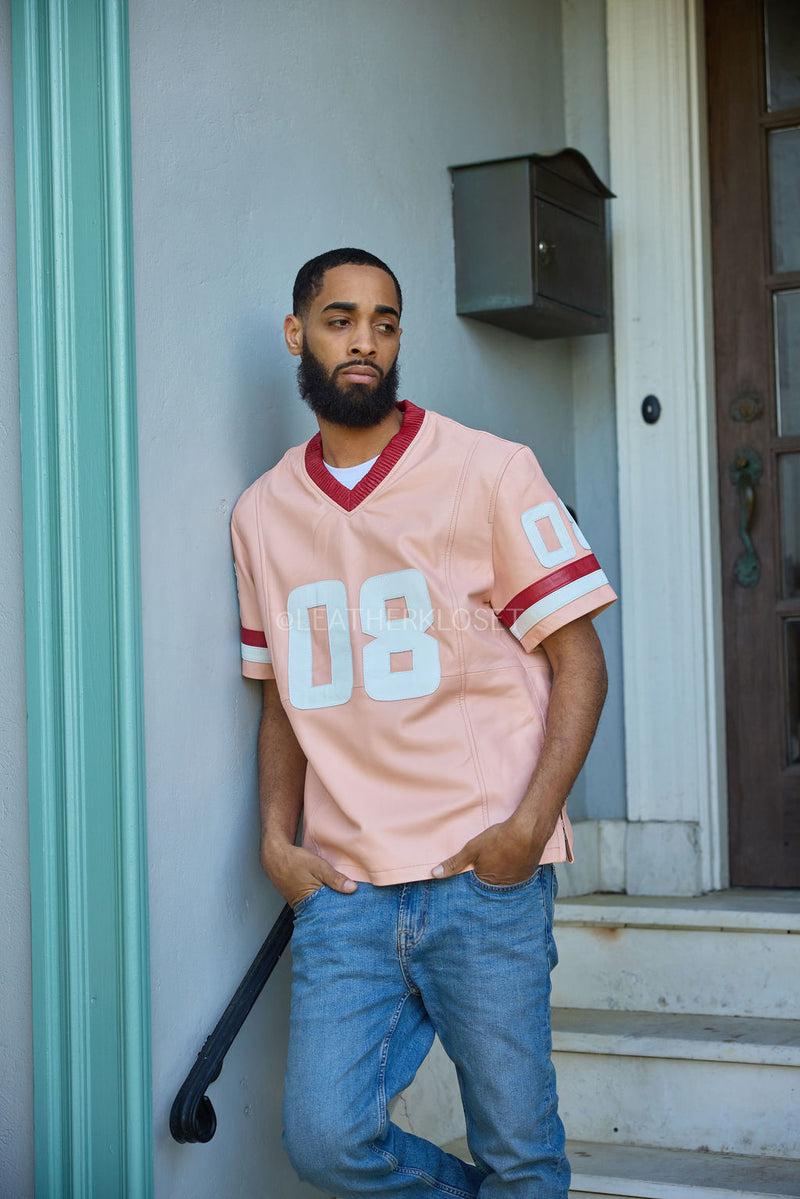 Men's Leather Jersey [Pink/Red/White]