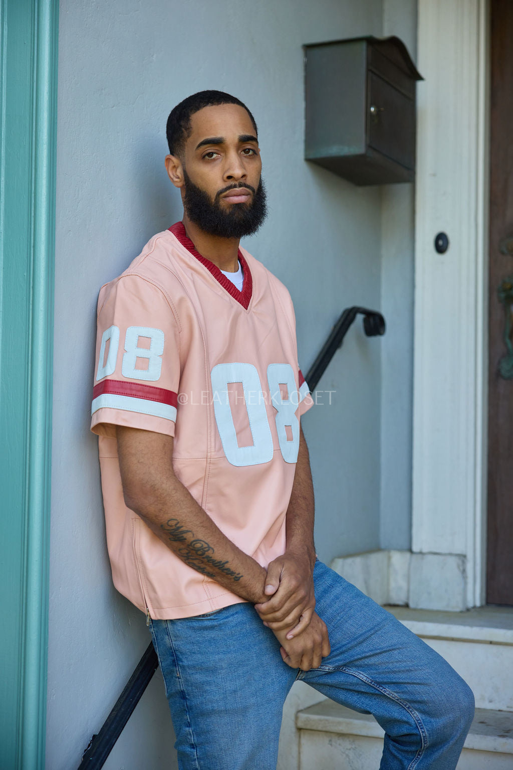 Men's Leather Jersey [Pink/Red/White]