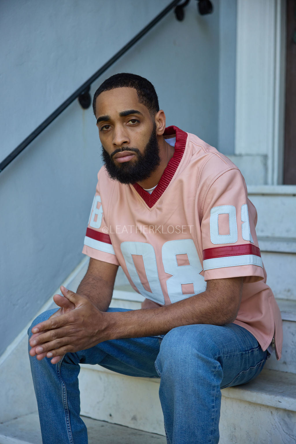 Men's Leather Jersey [Pink/Red/White]