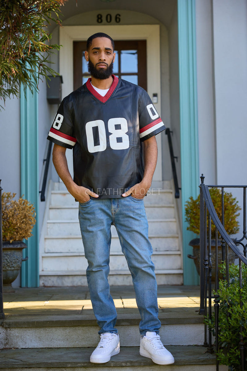 Men's Leather Jersey [Black/Red/White]