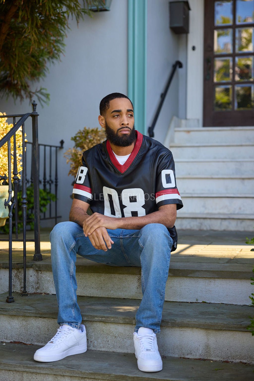 Men's Leather Jersey [Black/Red/White]