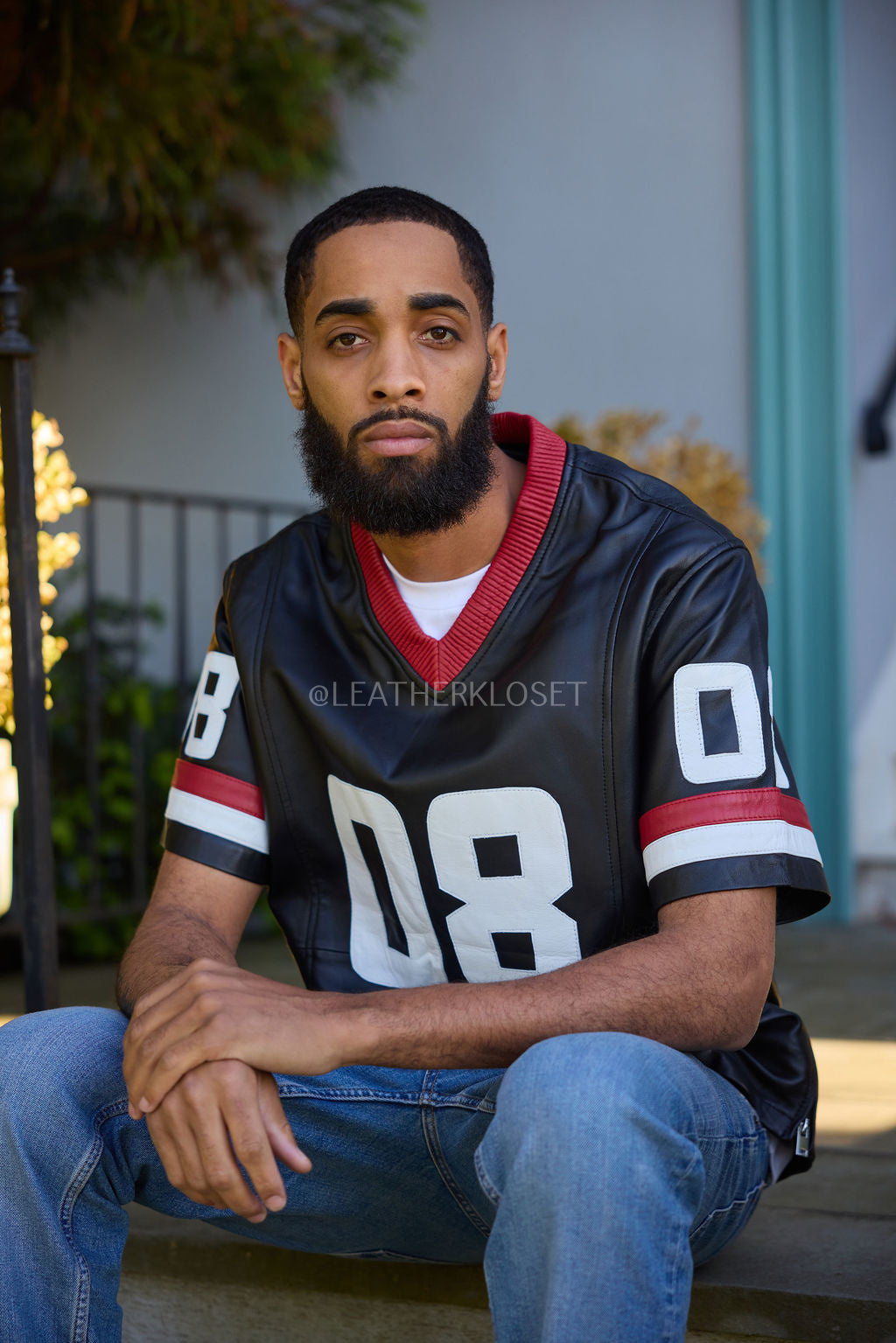 Men's Leather Jersey [Black/Red/White]