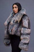 Women's Charlotte Crop Fox Bomber [Arctic Teal]