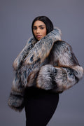 Women's Charlotte Crop Fox Bomber [Arctic Teal]