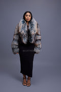 Women's Charlotte Crop Fox Bomber [Arctic Teal]