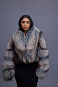 Women's Charlotte Crop Fox Bomber [Arctic Teal]