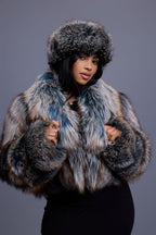 Women's Charlotte Crop Fox Bomber [Arctic Teal]