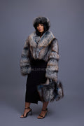 Women's Charlotte Crop Fox Bomber [Arctic Teal]