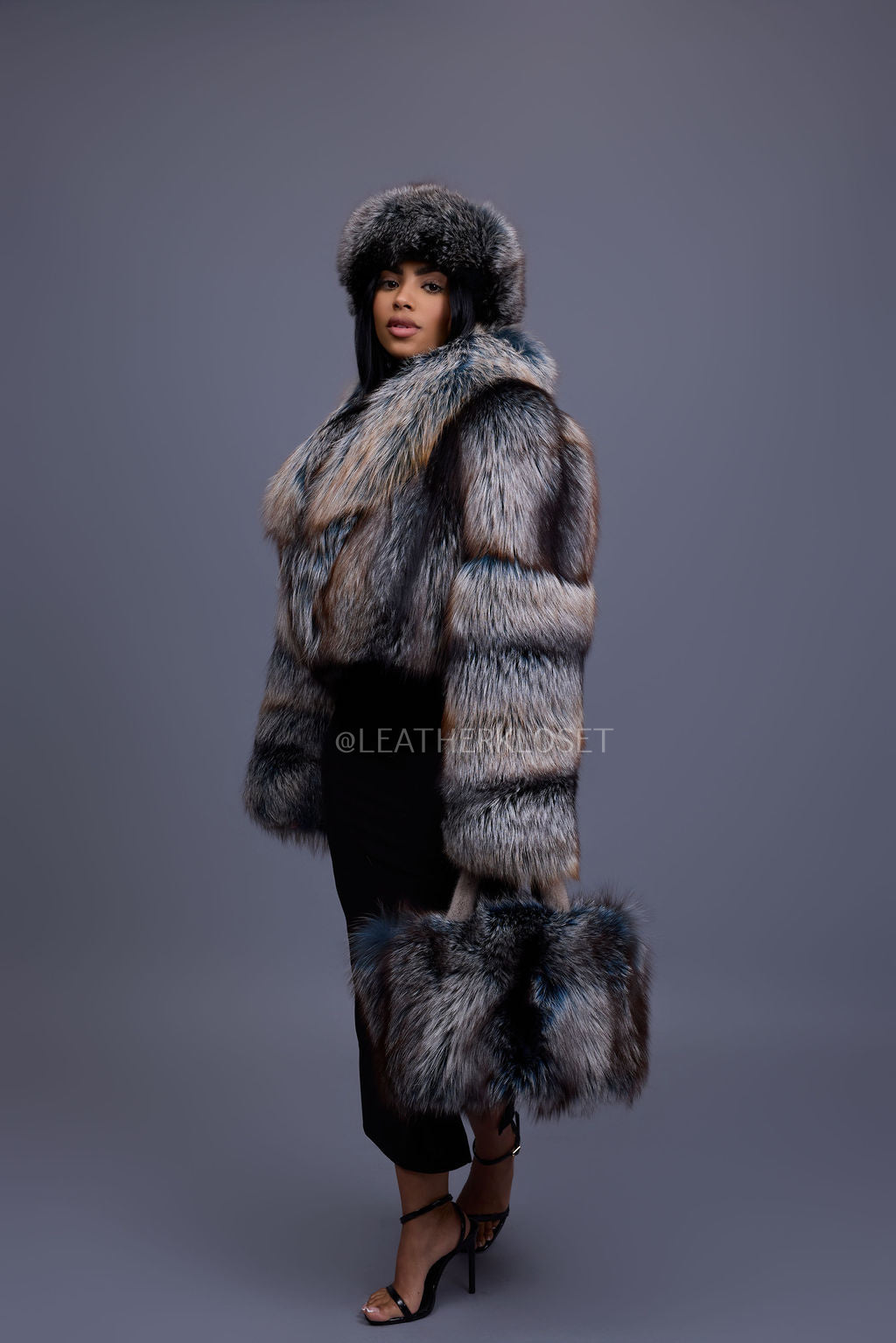 Baby Ivy Fox Fur Handbag [Arctic Teal] – LeatherKloset