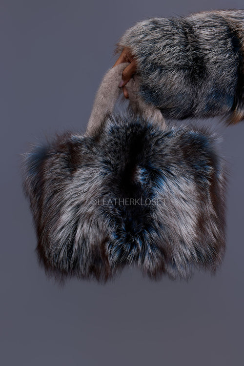 Baby Ivy Fox Fur Handbag [Arctic Teal]