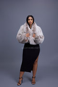 Women's Charlotte Crop Fox Bomber [Beige Frosted]