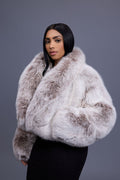 Women's Charlotte Crop Fox Bomber [Beige Frosted]