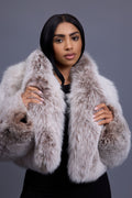 Women's Charlotte Crop Fox Bomber [Beige Frosted]