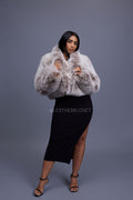 Women's Charlotte Crop Fox Bomber [Beige Frosted]
