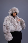 Women's Charlotte Crop Fox Bomber [Beige Frosted]