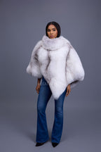 Women's Ruby Fox Fur Poncho [Arctic Fox]