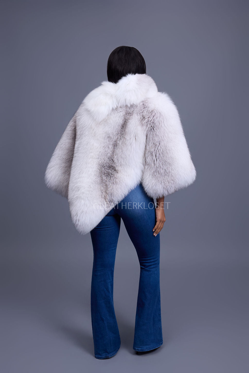 Women's Ruby Fox Fur Poncho [Arctic Fox]