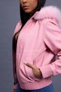 Women's BB Jacket With Premium Fox Fur Hood [Bubble Pink]