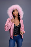 Women's BB Jacket With Premium Fox Fur Hood [Bubble Pink]