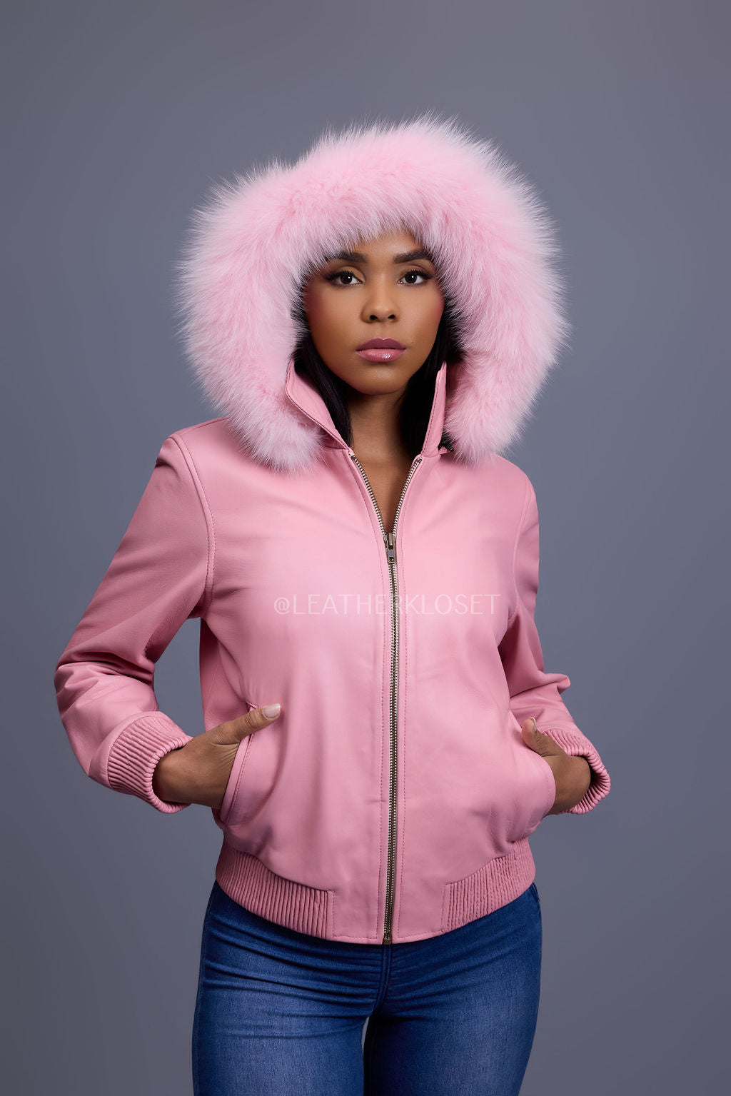 Women's BB Jacket With Premium Fox Fur Hood [Bubble Pink]
