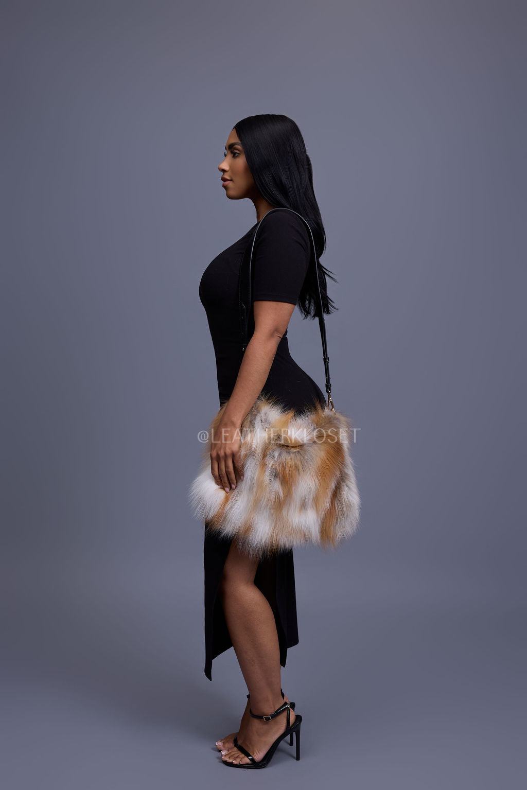 Sasha Fox Fur Crossbody Bag Medium Size [Natural]