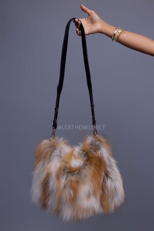 Sasha Fox Fur Crossbody Bag Medium Size [Natural]