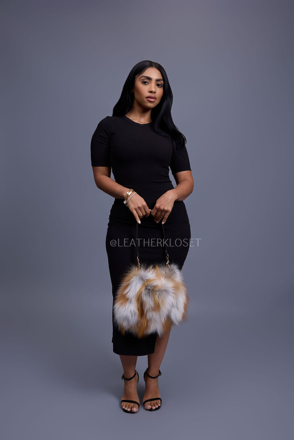 Sasha Fox Fur Crossbody Bag Small Size [Natural]