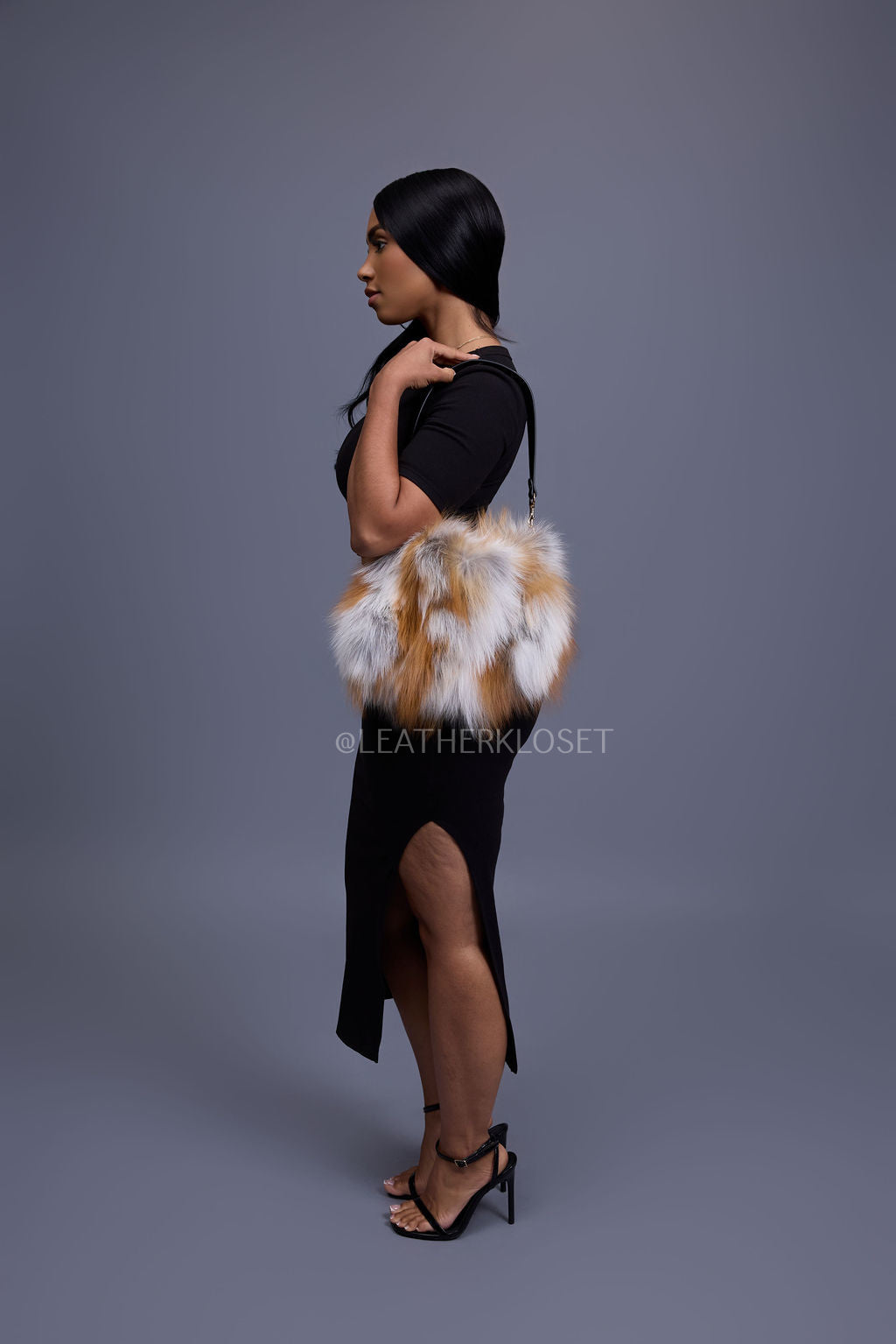 Sasha Fox Fur Crossbody Bag Small Size [Natural]
