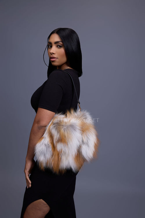 Sasha Fox Fur Crossbody Bag Small Size [Natural]