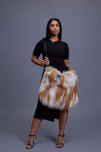 Sasha Fox Fur Crossbody Bag Large Size [Natural]