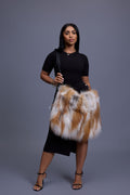Sasha Fox Fur Crossbody Bag Large Size [Natural]