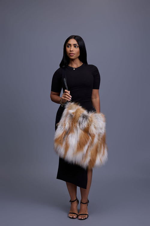 Sasha Fox Fur Crossbody Bag Large Size [Natural]