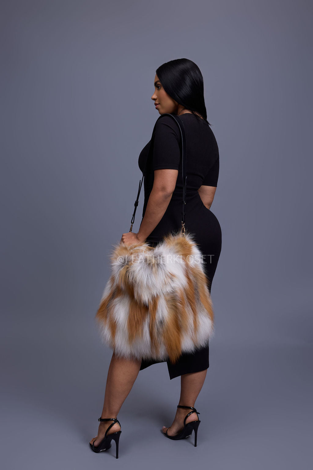 Sasha Fox Fur Crossbody Bag Large Size [Natural]
