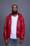 Men's Leather Hoodie [Red]