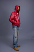 Men's Leather Hoodie [Red]