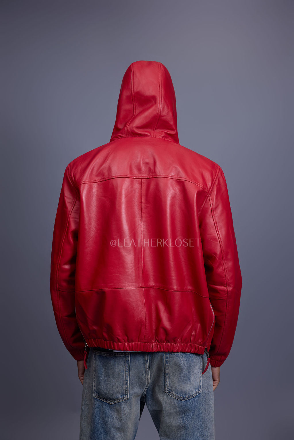 Men's Leather Hoodie [Red]