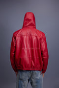 Men's Leather Hoodie [Red]