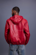 Men's Leather Hoodie [Red]