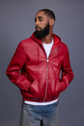 Men's Leather Hoodie [Red]