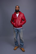 Men's Leather Hoodie [Red]