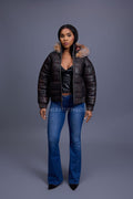 Women's Leather Snorkel Bomber Jacket [Copper/Crystal Fox]