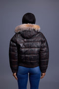 Women's Leather Snorkel Bomber Jacket [Copper/Crystal Fox]