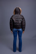 Women's Leather Snorkel Bomber Jacket [Copper/Crystal Fox]