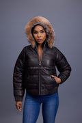Women's Leather Snorkel Bomber Jacket [Copper/Crystal Fox]